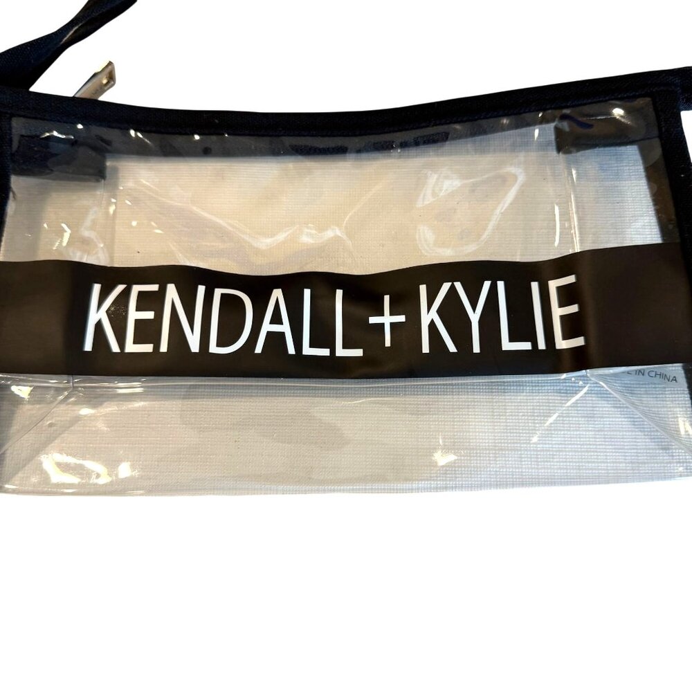 Kendall + Kylie Clear Wristlet Pouch Black Trim Strap NEW Zipper - Picture 2 of 3